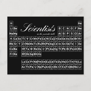 Cartão Postal Cientistas na mesa periódica