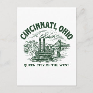 Cartão Postal Cincinnati Cidade Ohio Rainha Cidade do Oeste
