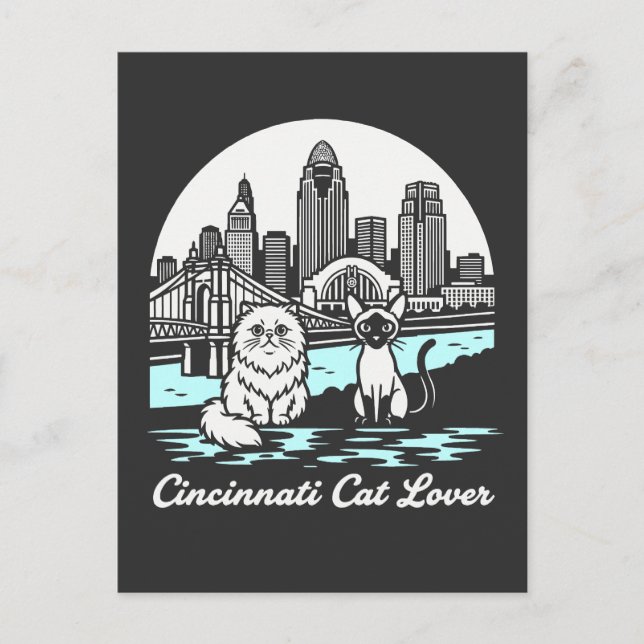 Cartão Postal Cincinnati City Ohio Cat Lover (Frente)