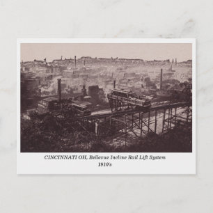 Cartão Postal Cincinnati OH, sistema de elevação de trilho antig