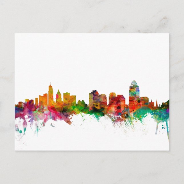 Cartão Postal Cincinnati Ohio Skyline (Frente)