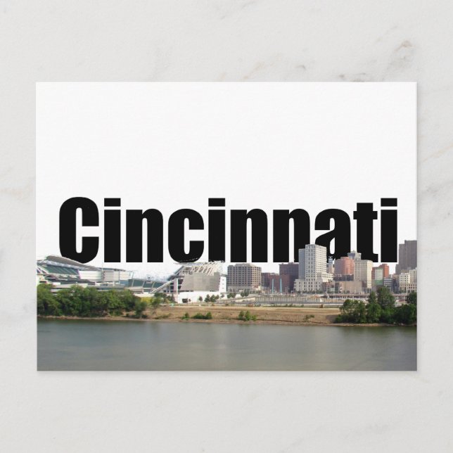 Cartão Postal Cincinnati Skyline com Cincinnati no Céu (Frente)