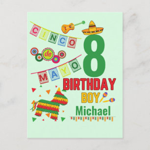 Cartão Postal Cinco de Mayo Colorful Birthday Boy Festa