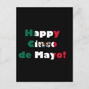 Cartão Postal Cinco de Mayo Design de bandeira mexicana
