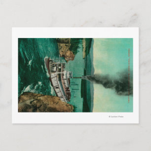 Cartão Postal Cinco Dedos Rapidos com Cavalo Branco Navio a vapo