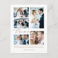 Cinco fotos de colagem Script Love Weding Obrigado