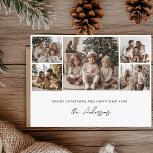 Cartão Postal Cinco fotos Feliz Natal e Feliz ano novo