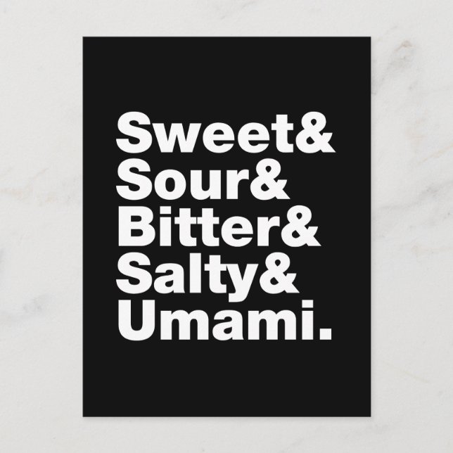 Cartão Postal Cinco gostos básicos (Frente)