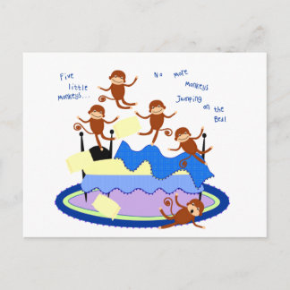 Cartão Postal cinco macacos pequenos