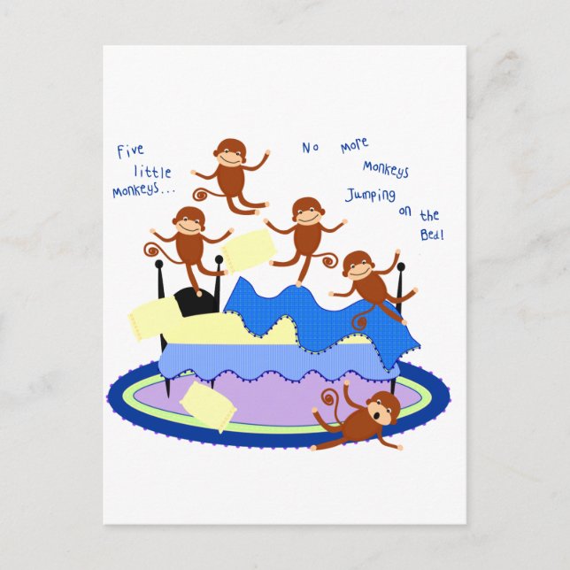 Cartão Postal cinco macacos pequenos (Frente)