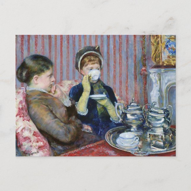 Cartão Postal Cinco O'Clock Tea Mary Cassatt Fine Art (Frente)