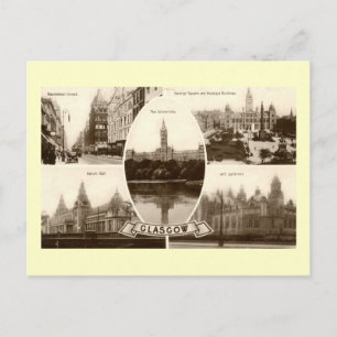 Cartão Postal Cinco pontos de vista de Glasgow Scotland Vintage