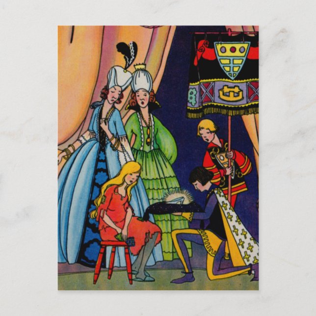 Cartão Postal Cinderela, o príncipe e o escorregador de vidro (Frente)