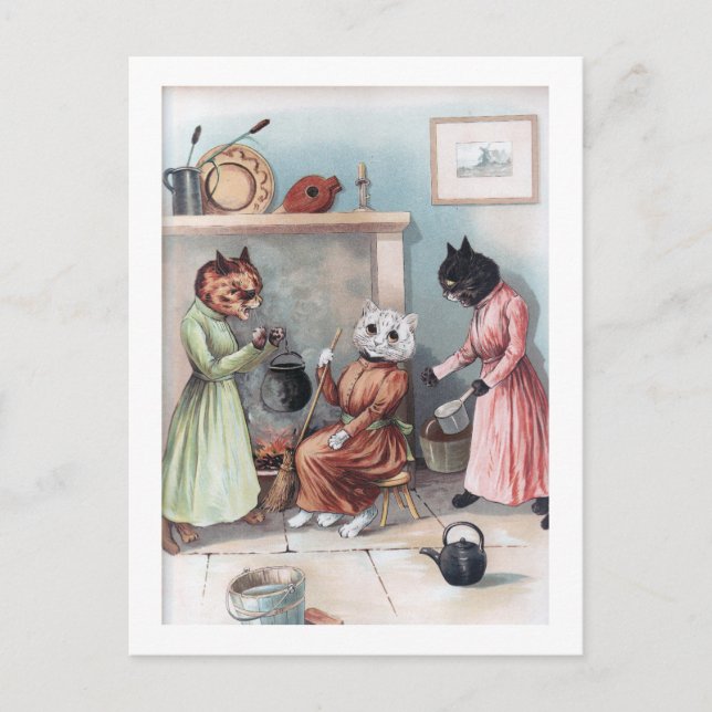 Cartão Postal Cinderella, Louis Wain (Frente)