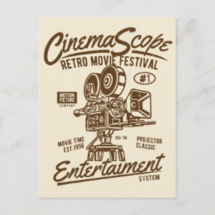 Cartão Postal Cinema Scope Classic Retro Hollywood Camera Movime
