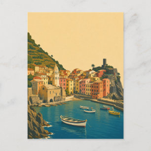 Cartão Postal Cinque Terre Itália Viagem Vintage Riviera Italian