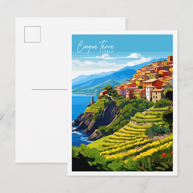 Cartão Postal Cinque Terre Itália - viagens vintage (Frente/Verso)