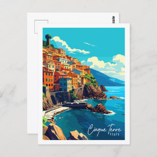 Cartão Postal Cinque Terre Itália - viagens vintage