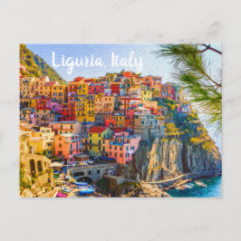 Cartão Postal Cinque Terre Liguria Itália Casas Costeiras Colori