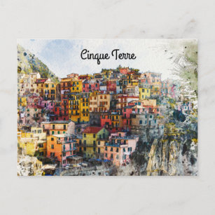 Cartão Postal Cinque Terre Liguria Itália Cena de Verão
