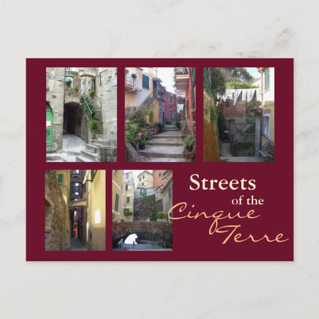 Cartão Postal Cinque Terre Street Collage (Frente)
