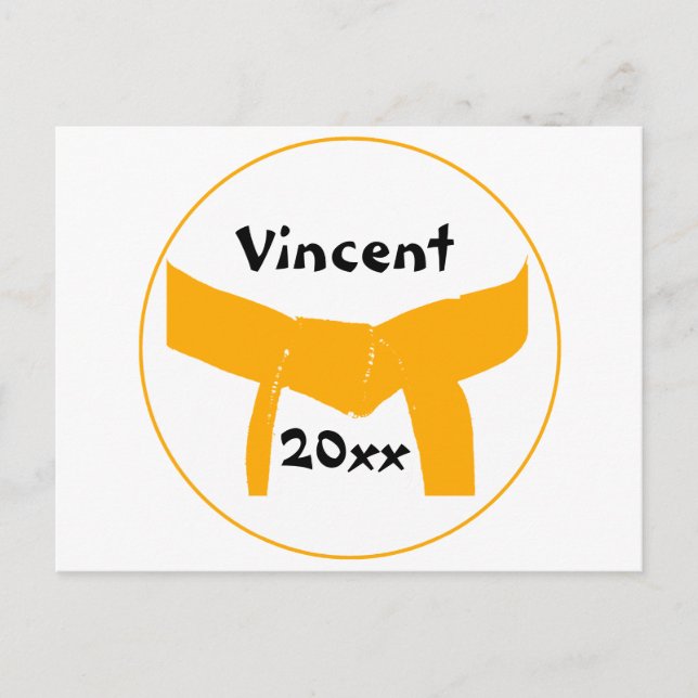 Cartão Postal Cintura Laranja de Artes Marciais (Frente)