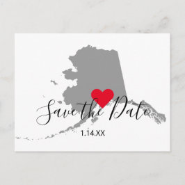 Cartão Postal Cinza Alaska Map Shape Salvar Data