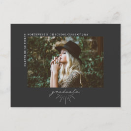 Cartão Postal Cinza de Anúncio de Foto de Graduação de Script de