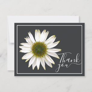 Cartão Postal Cinza de carvão branco Coneflower Obrigado
