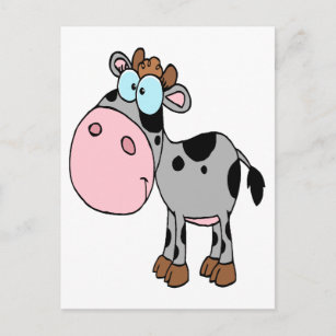 Cartão Postal cinza de desenho animado de bobo doce de vitelo de
