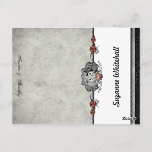 Cartão Postal Cinza de Esqueletos de Casamento Nome ADD Folheto