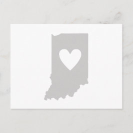 Cartão Postal Cinza de Estado de Indiana - Mapa de Forma Hoosier