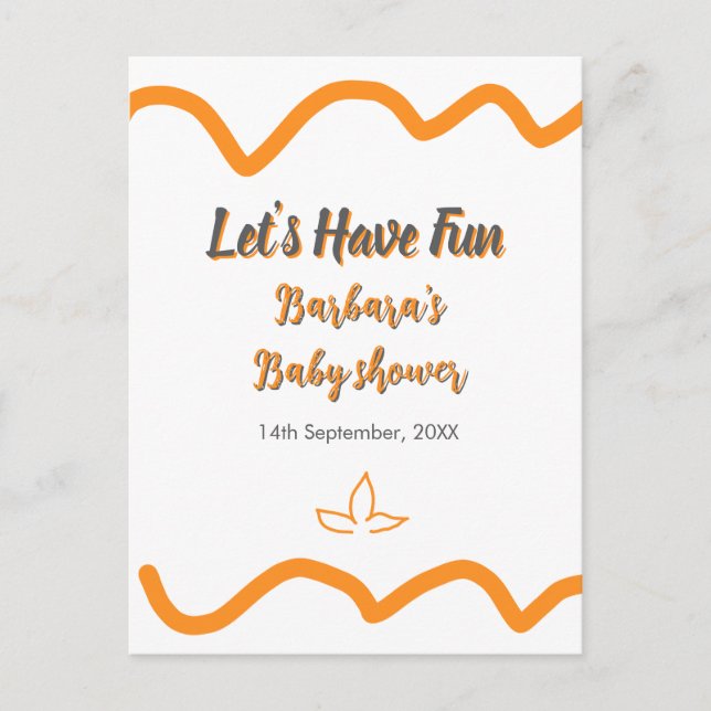 Cartão Postal Cinza-de-laranja retro-espanhol chá de fraldas boh (Frente)