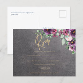 Cartão Postal Cinza de prata Berry Floral Casamento de inverno Q