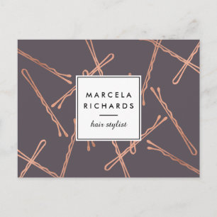 Cartão Postal Cinza de Salão de Rosa Dourada Bobby Pins Hair Pi
