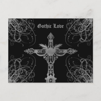 Cartão Postal Cinza Grungy cruza o amor gótico