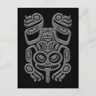 Cartão Postal Cinza Haida Spirit Tree Sapo em Preto