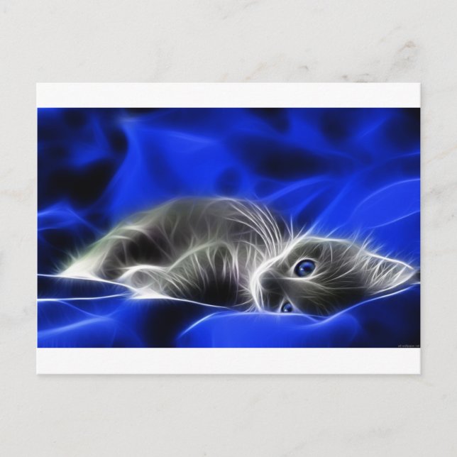 Cartão Postal Cinza Kitten Awakes (Frente)