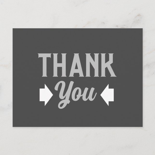 Cartão Postal Cinza Masculino ou Empresarial Obrigado (Frente)