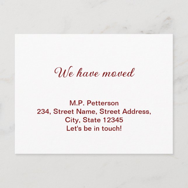 Cartão Postal cinza mínima que movemos para adicionar o nome e o (Frente)