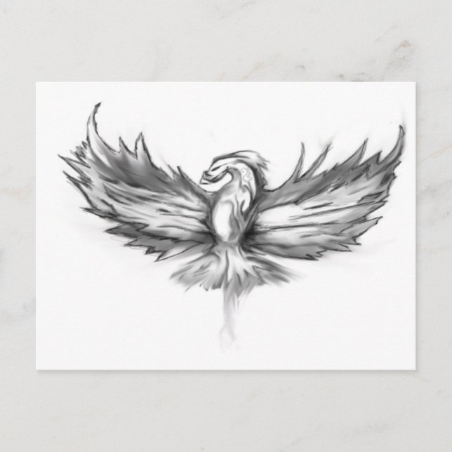 Cartão Postal Cinza Phoenix Ascensão (Frente)