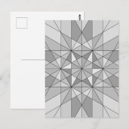 Cartão Postal Cinza preto branco Mosaico Triângulo padrão retrô
