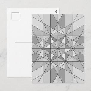 Cartão Postal Cinza preto branco Mosaico Triângulo padrão retrô