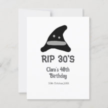 Cinza preto RIP 30's 40º aniversário chapéu de bru