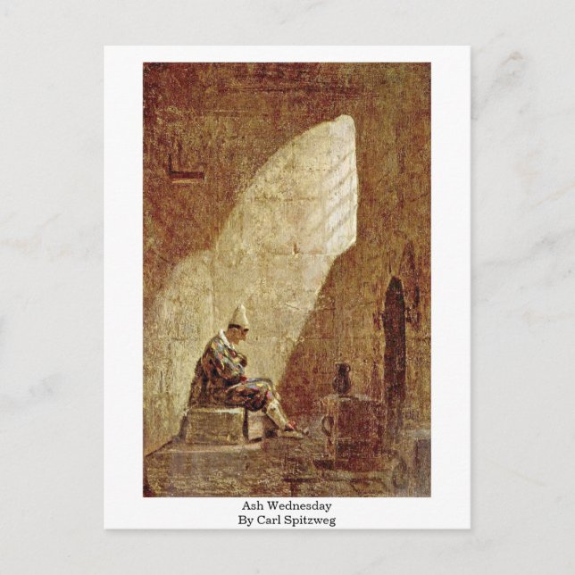 Cartão Postal Cinza quarta-feira por Carl Spitzweg (Frente)