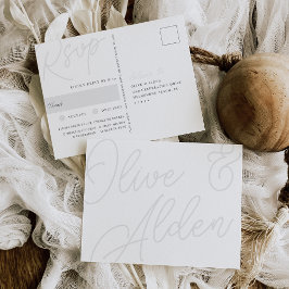 Cartão Postal Cinza | Script Watermark Meal Choice RSVP