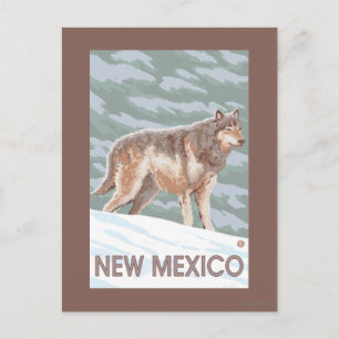Cartão Postal Cinza Wolf em pé no Novo México
