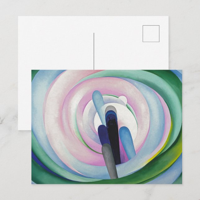 Cartão Postal Cinzas com preto, azul e amarelo | O'Keeffe | (Frente/Verso)