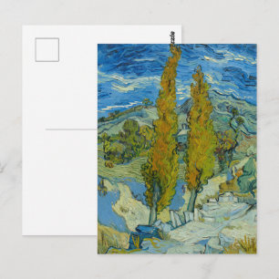 Cartão Postal Cipreestes de Van Gogh - Arte do Céu Azul Giratóri