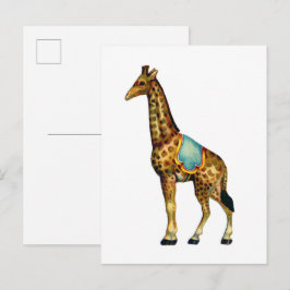 Cartão Postal Circo antigo apresentando girafa